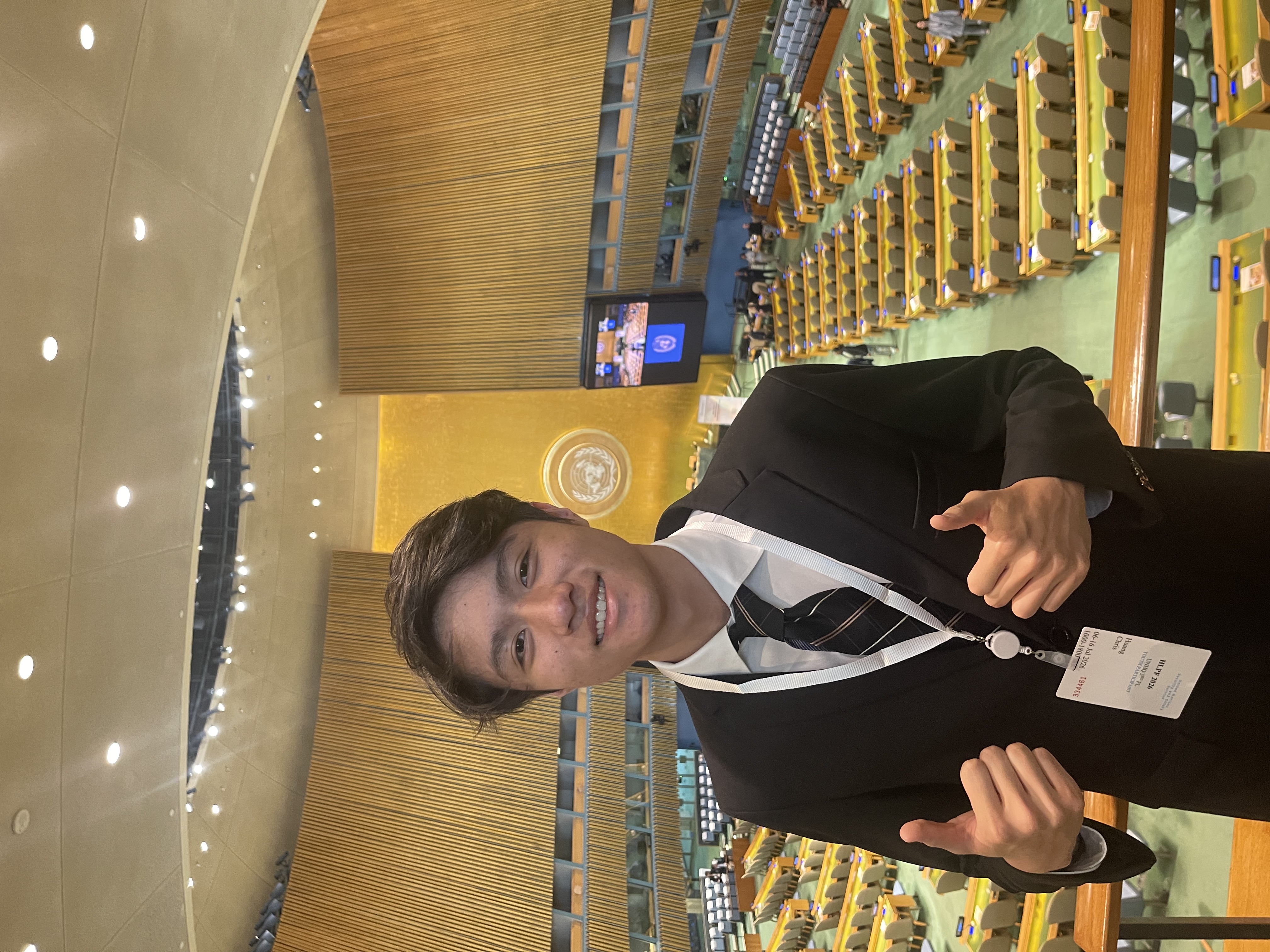 Chris Huang at the United Nations General Assembly hall